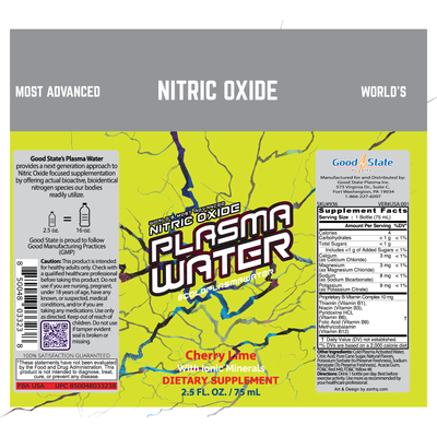 Ionic Plasma Water SHOT | Cold-Plasma | 2.5 oz. | Nitric Oxide | Plasma-Activated Water (PAW) | Cherry Lime Flavored