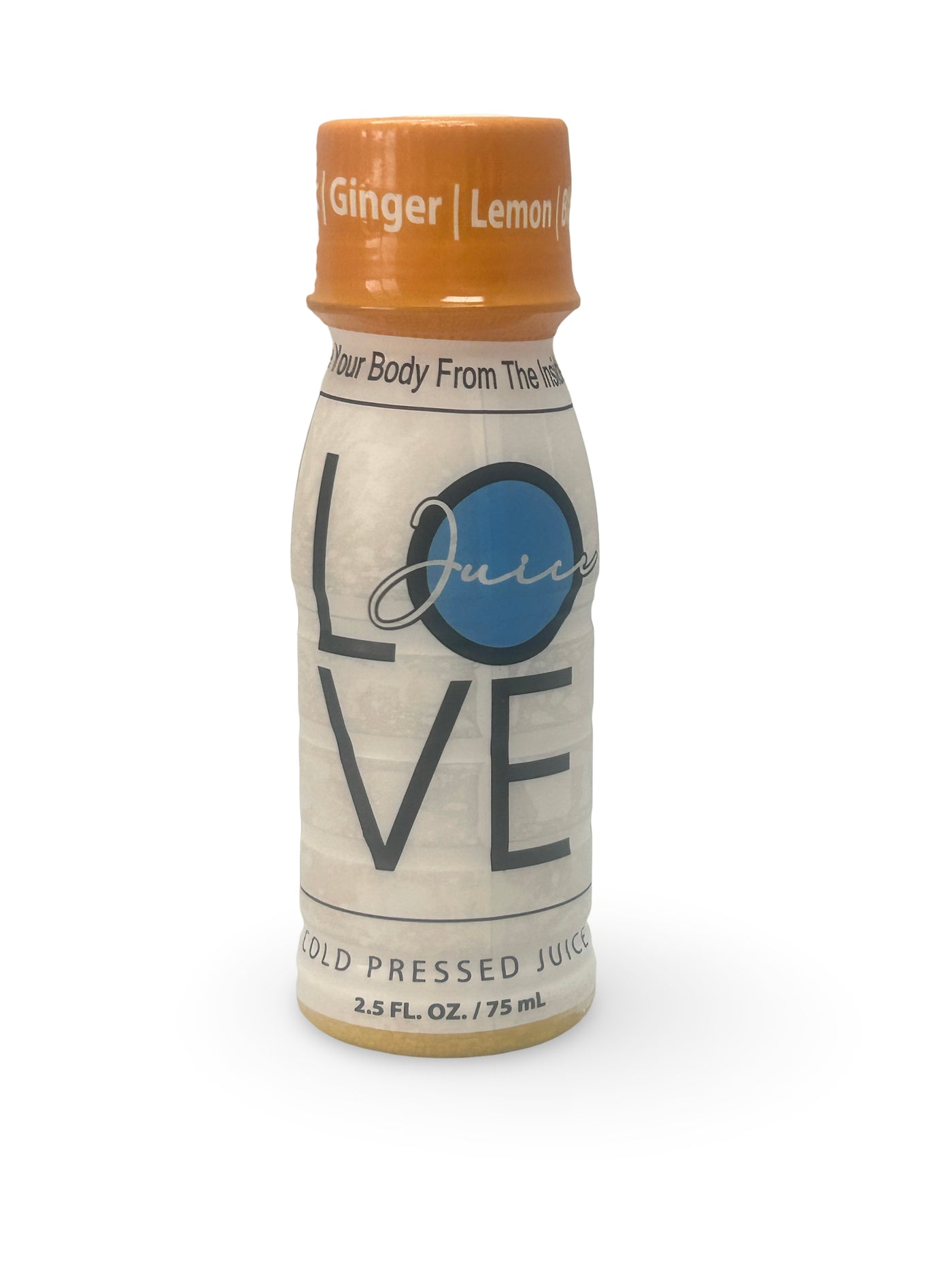 LOVE Juice Turmeric Ginger Lemon Black Pepper Shot – 2.5 oz bottle front