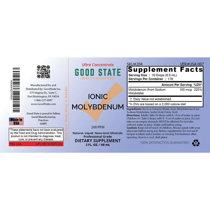 Get the Best Natural Molybdenum Supplement Online | Good State