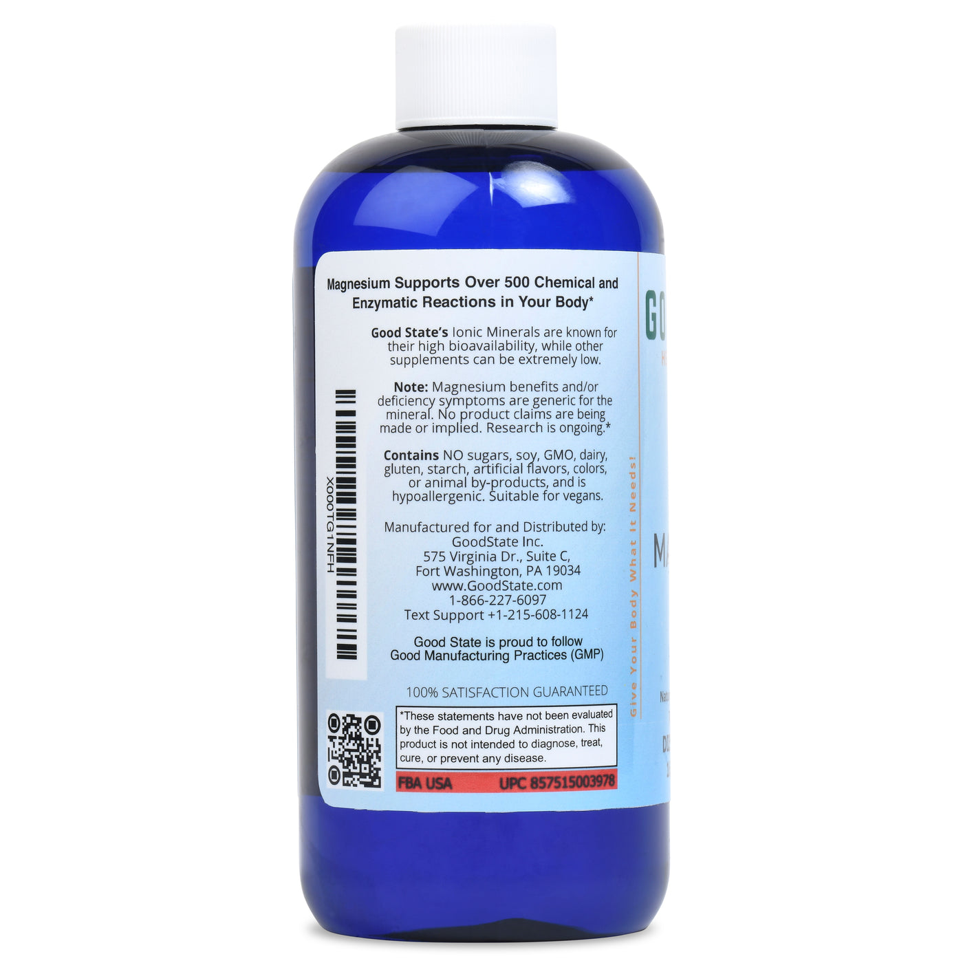 Good State Ultra Concentrado de Magnesio Iónico Líquido (10 gotas por 50 mg  - 100 porciones por botella)