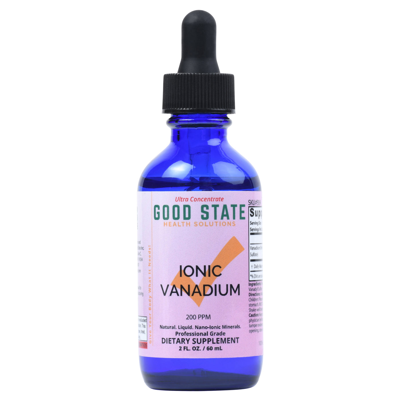 Liquid Ionic Vanadium Concentrate | 100 mcg per 10 Drops | 118 Servings Per Bottle | GLASS BOTTLE