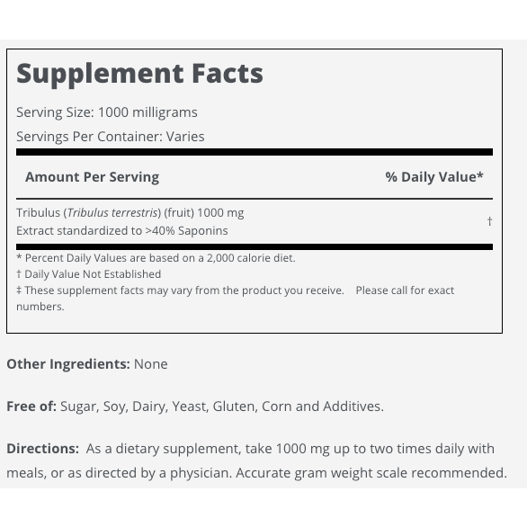 Tribulus Terrestris Extract 500 mg (30P)